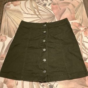 Army green button up denim skirt